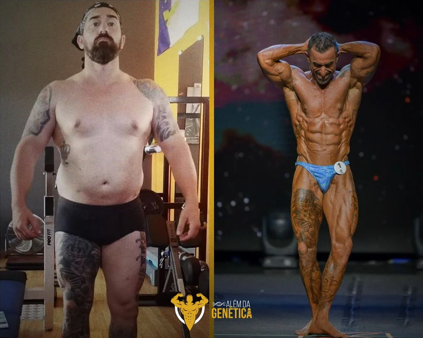 Antes y después — ganancia de masa muscular